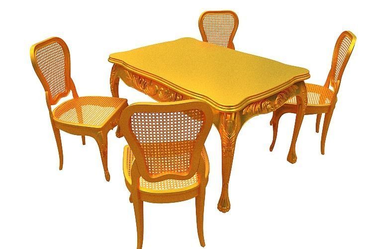 Classical Dining set Low-poly 3D model_4