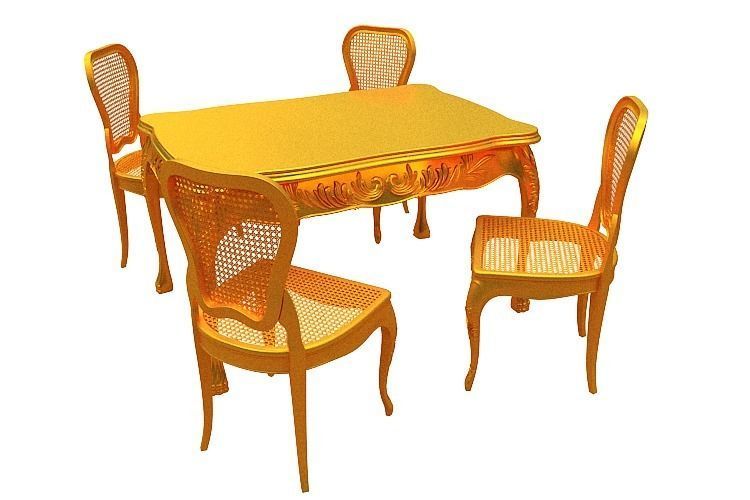 Classical Dining set Low-poly 3D model_3