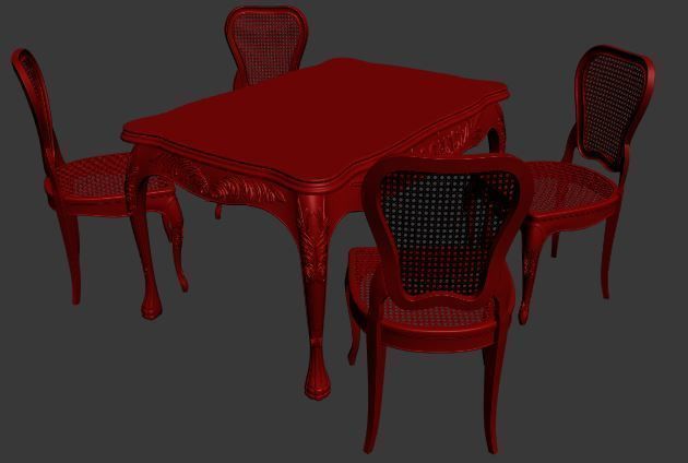 Classical Dining set Low-poly 3D model_18