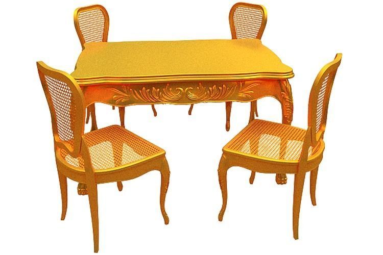 Classical Dining set Low-poly 3D model_12