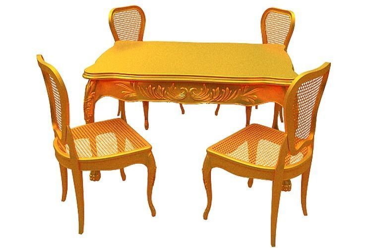 Classical Dining set Low-poly 3D model_6