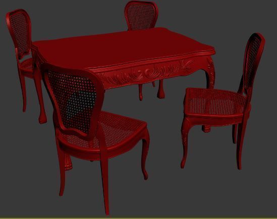 Classical Dining set Low-poly 3D model_17