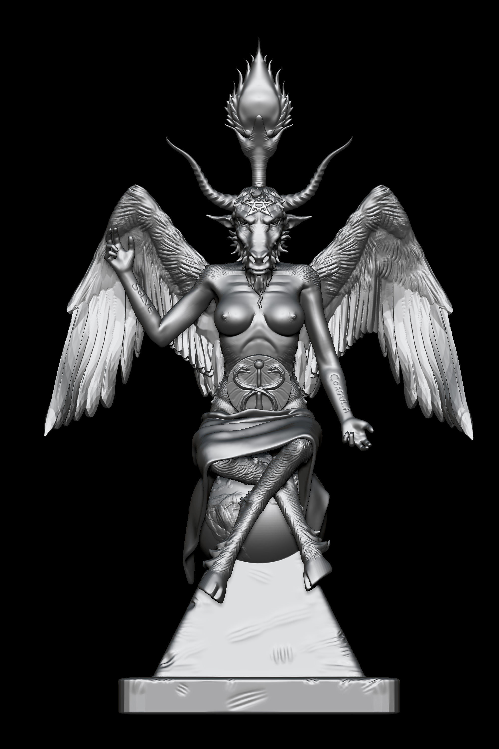 Baphomet 3D Print demon statue with wings 3D print model_2