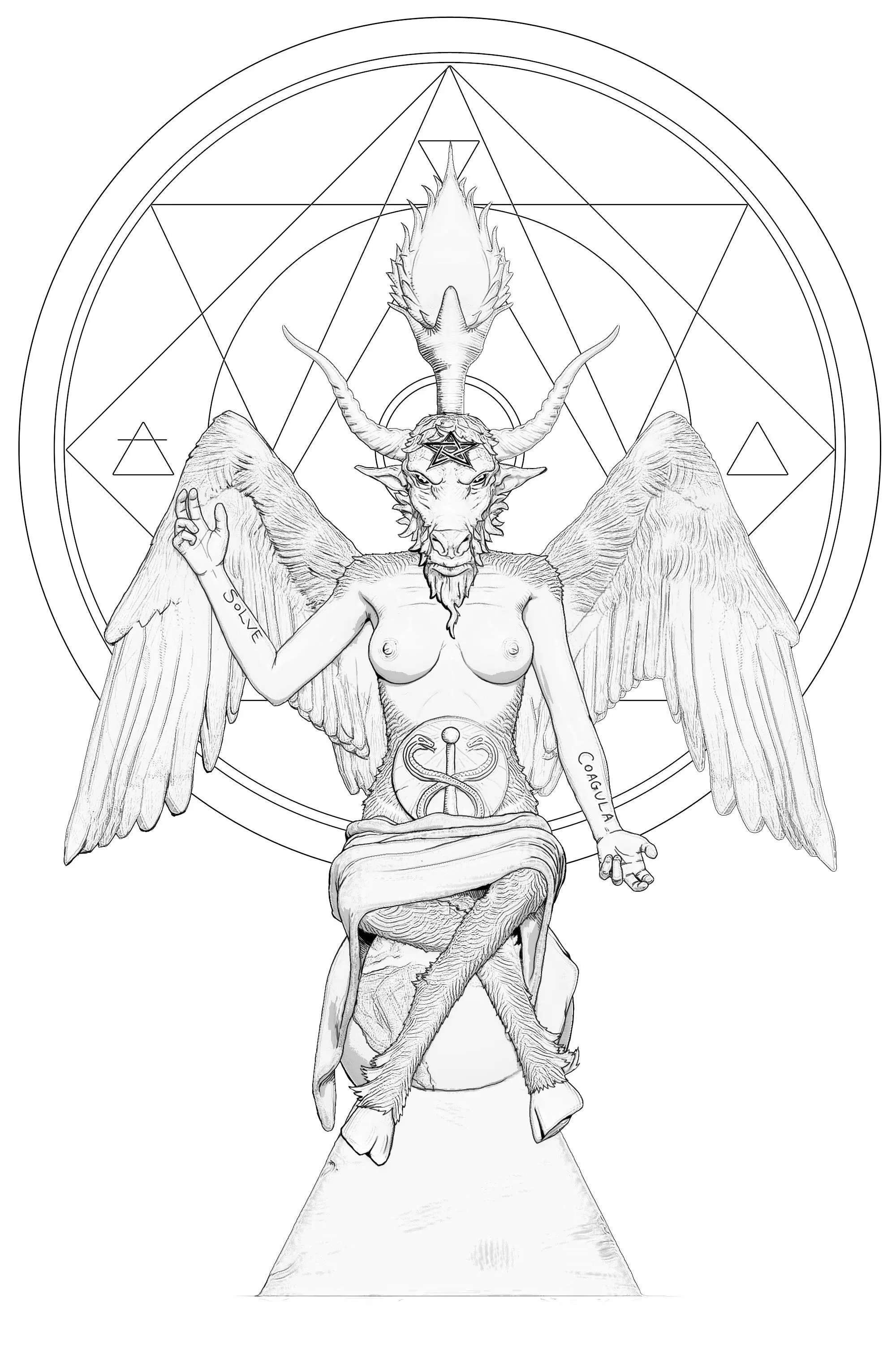 Baphomet 3D Print demon statue with wings 3D print model_0