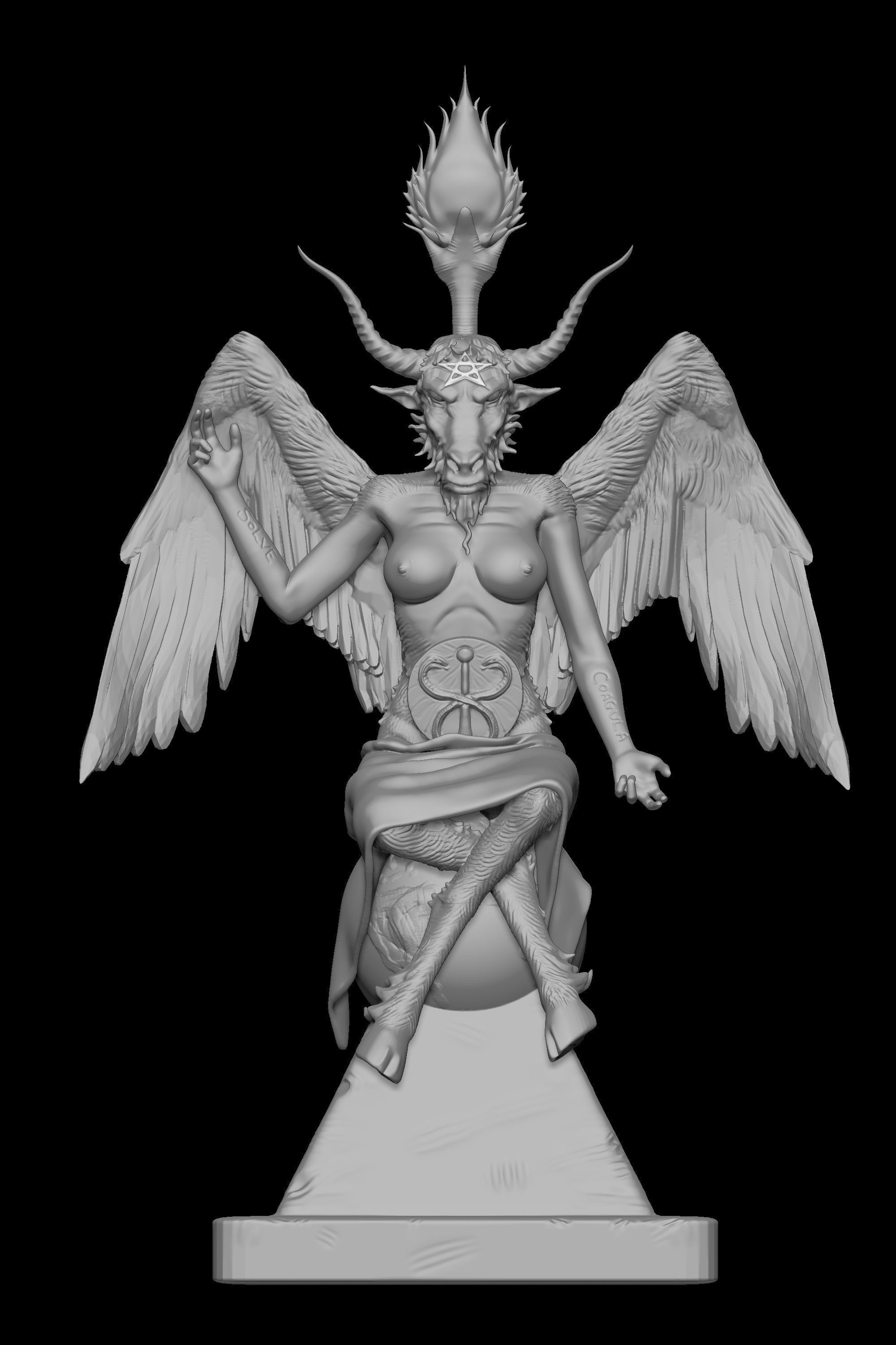Baphomet 3D Print demon statue with wings 3D print model_5