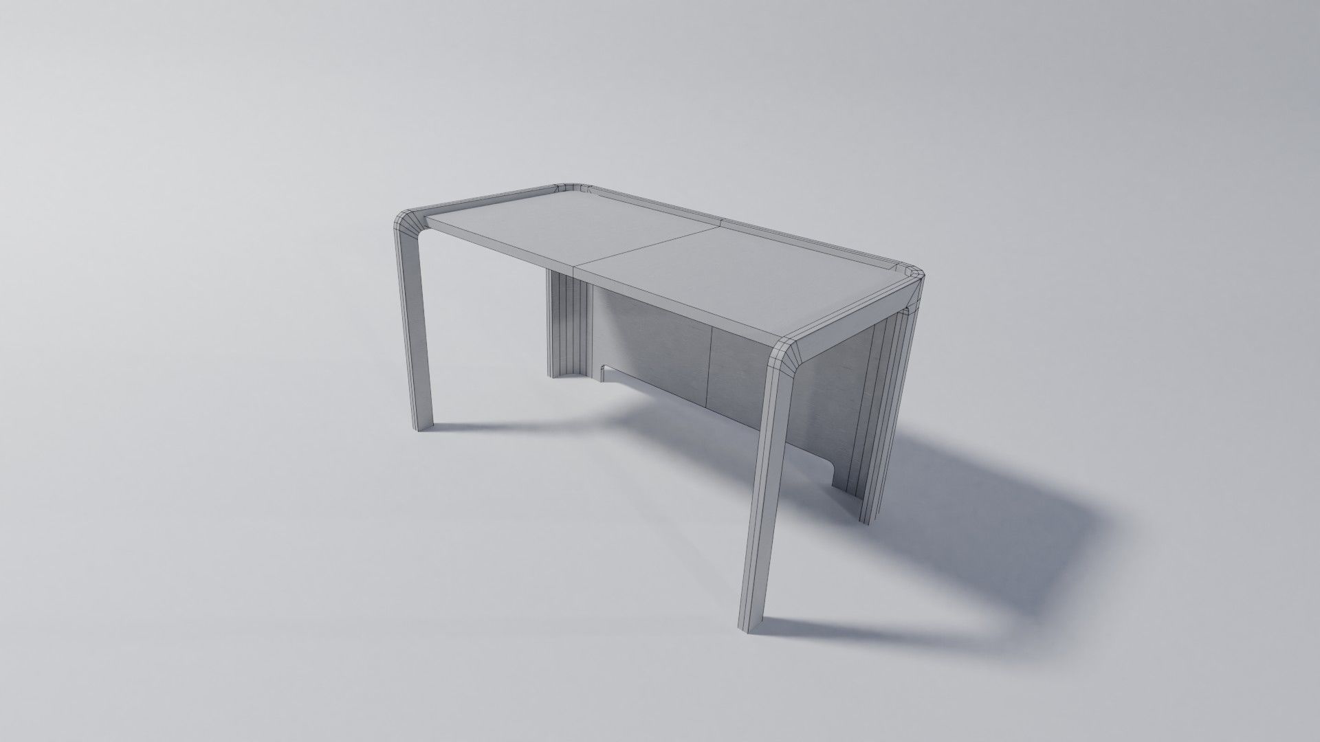 Modern desk Low-poly 3D model_16