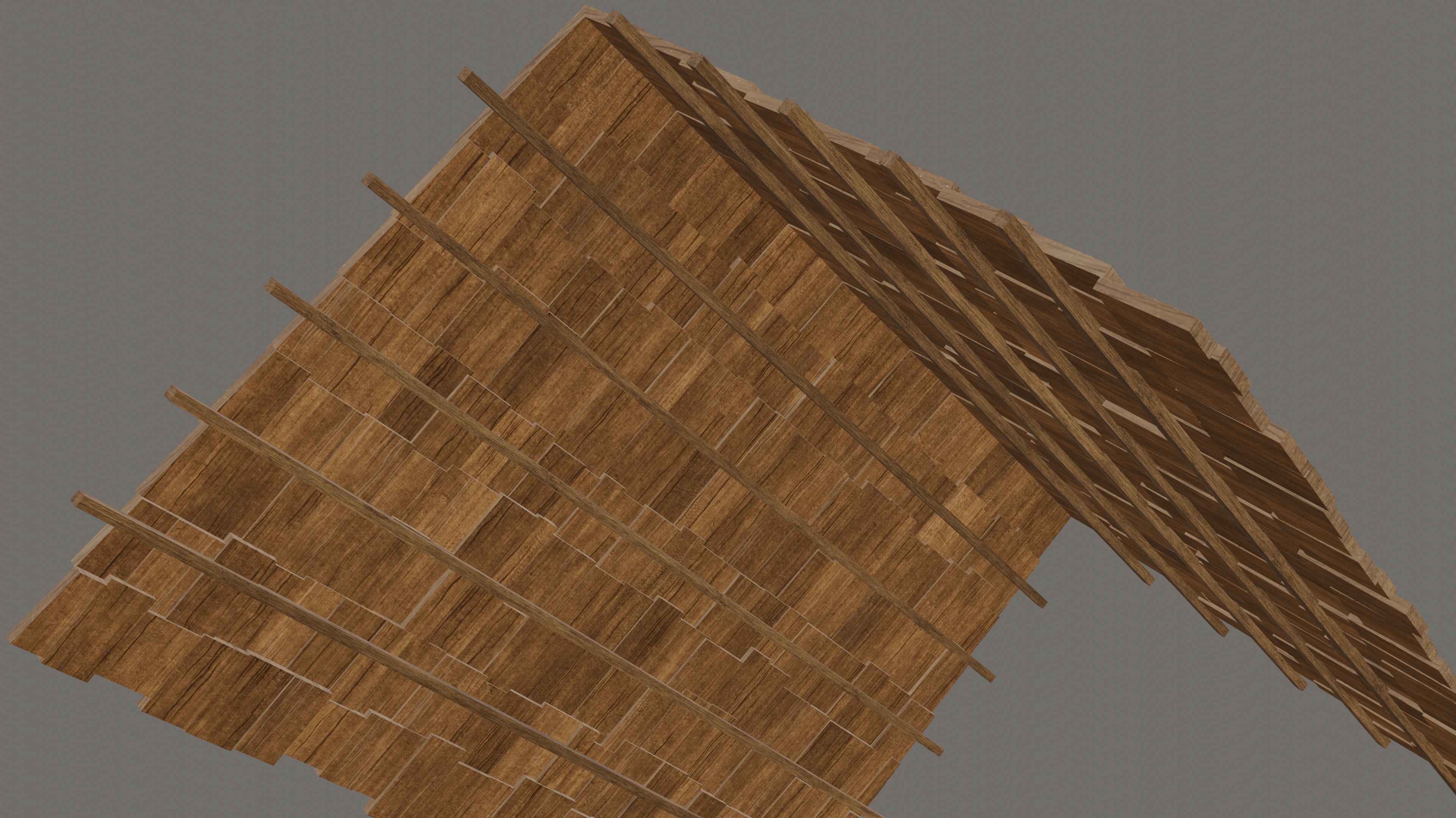 Roof - Old Wooden Lowpoly Gameready Low-poly 3D model_3