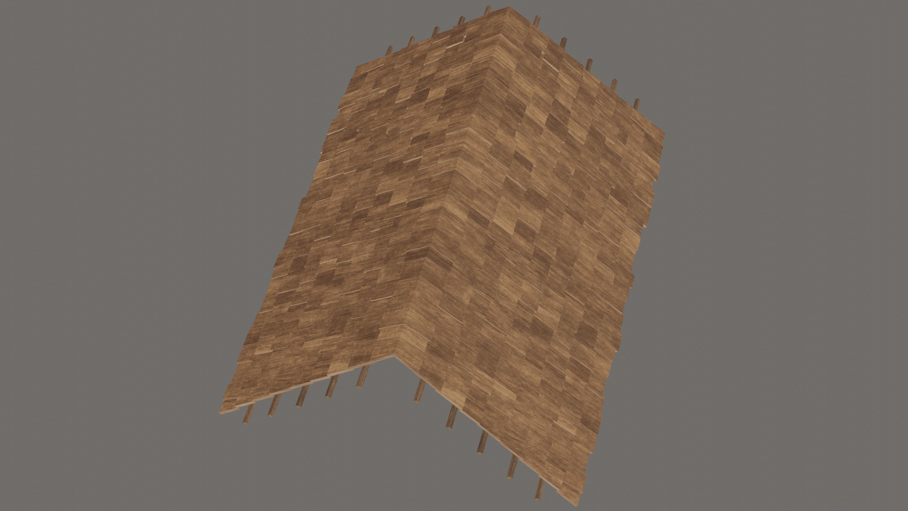 Roof - Old Wooden Lowpoly Gameready Low-poly 3D model_5