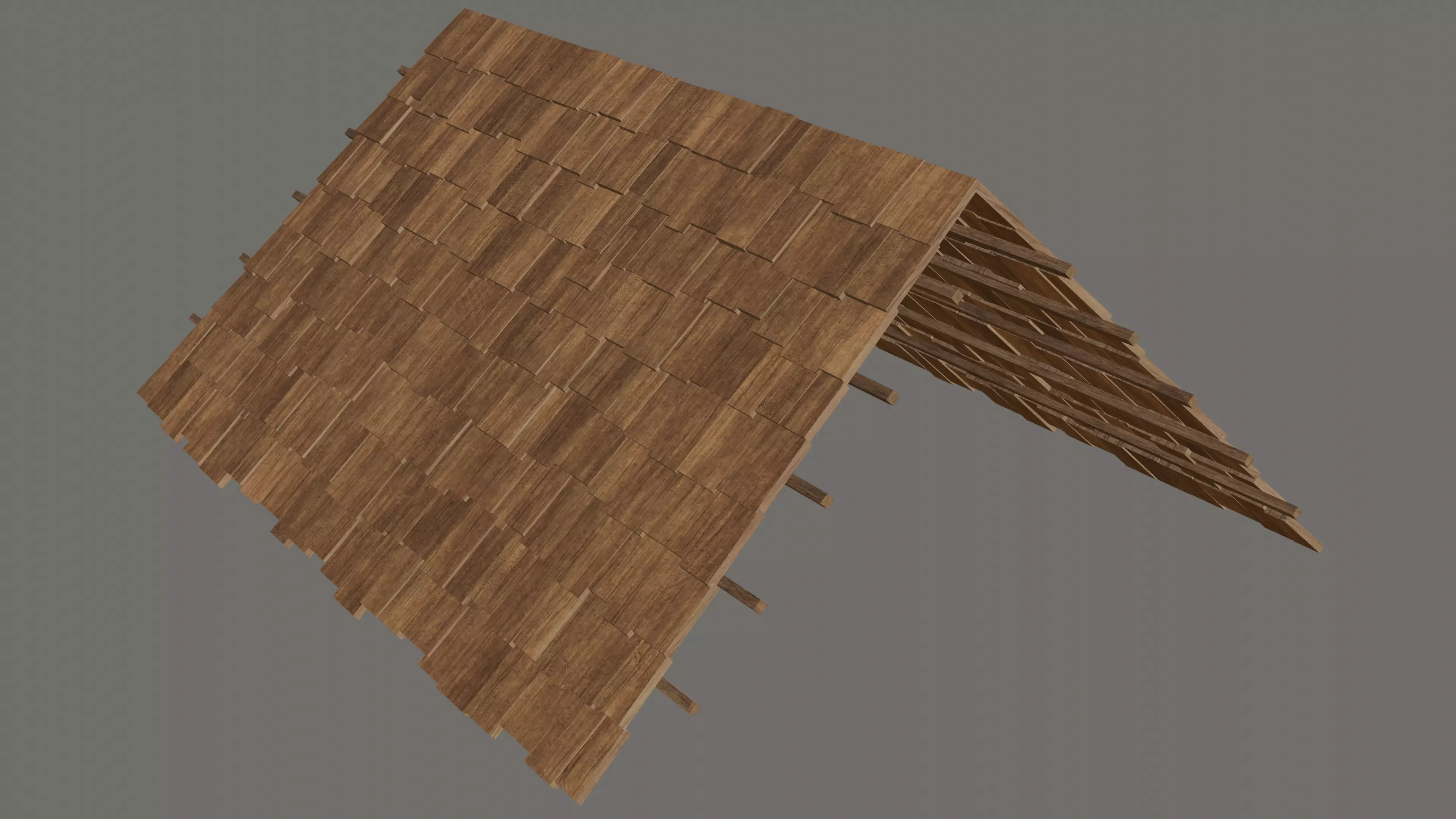 Roof - Old Wooden Lowpoly Gameready Low-poly 3D model_0
