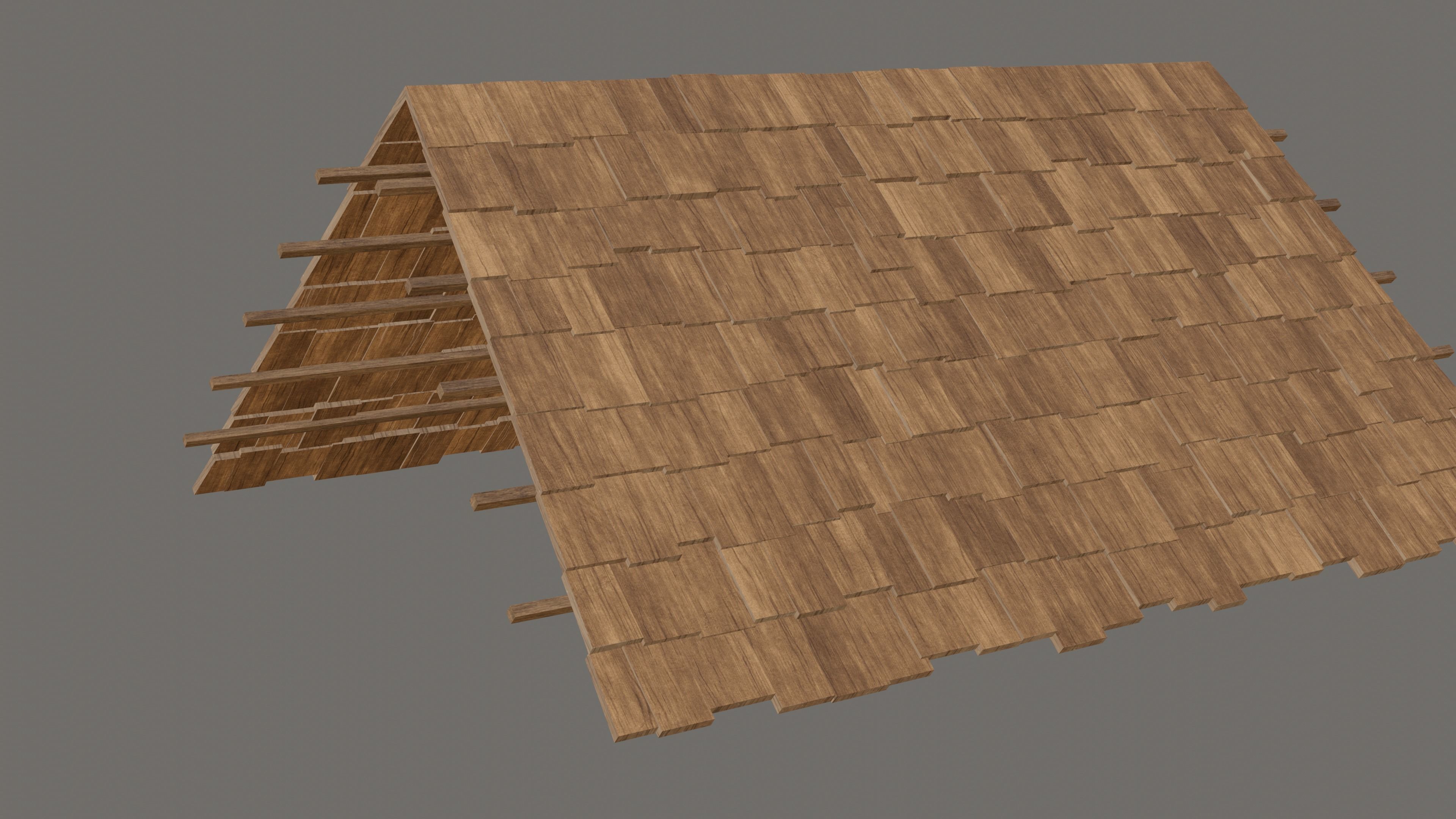 Roof - Old Wooden Lowpoly Gameready Low-poly 3D model_4
