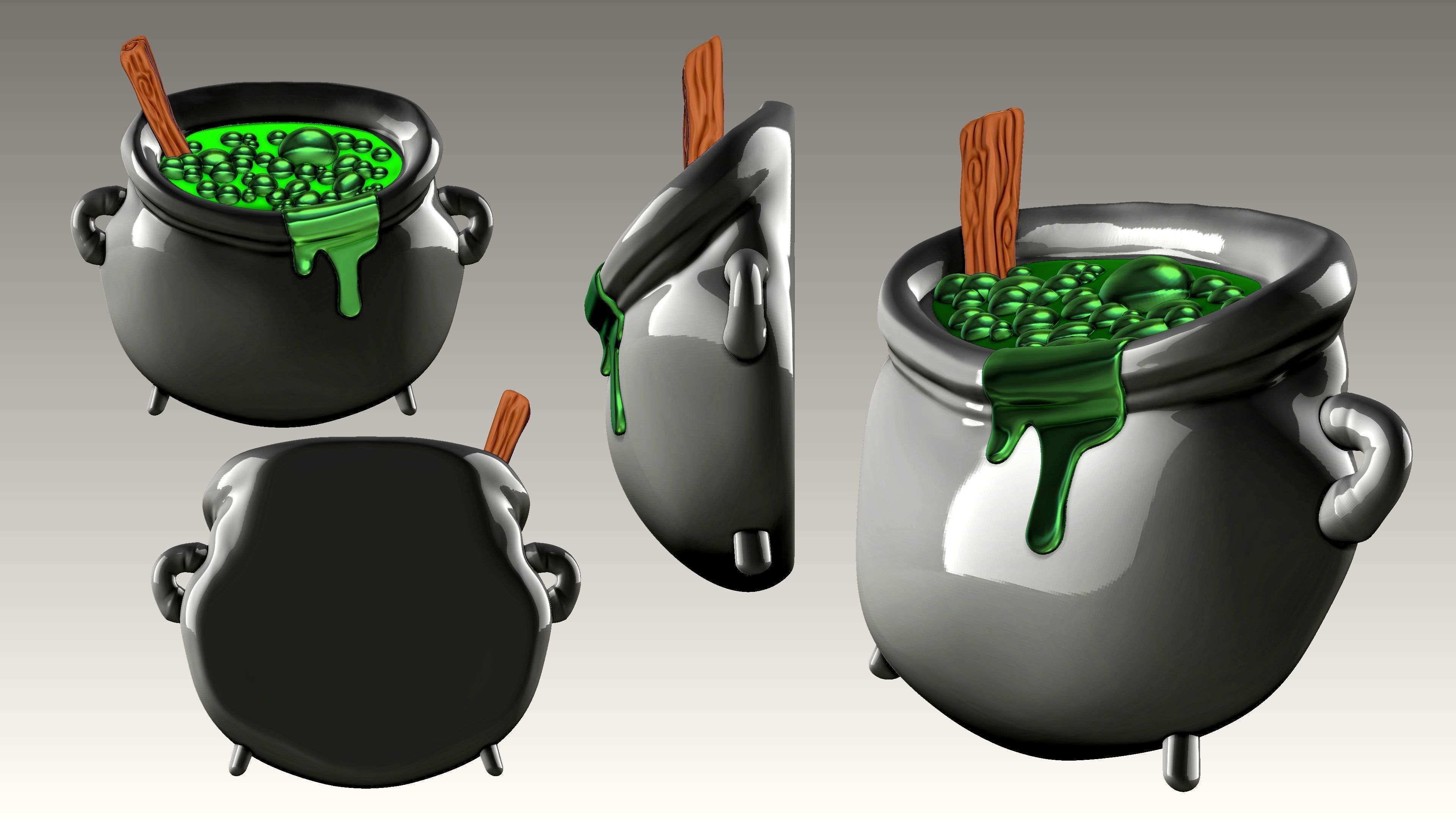 Witches Brewing Cauldron 3D print model_2