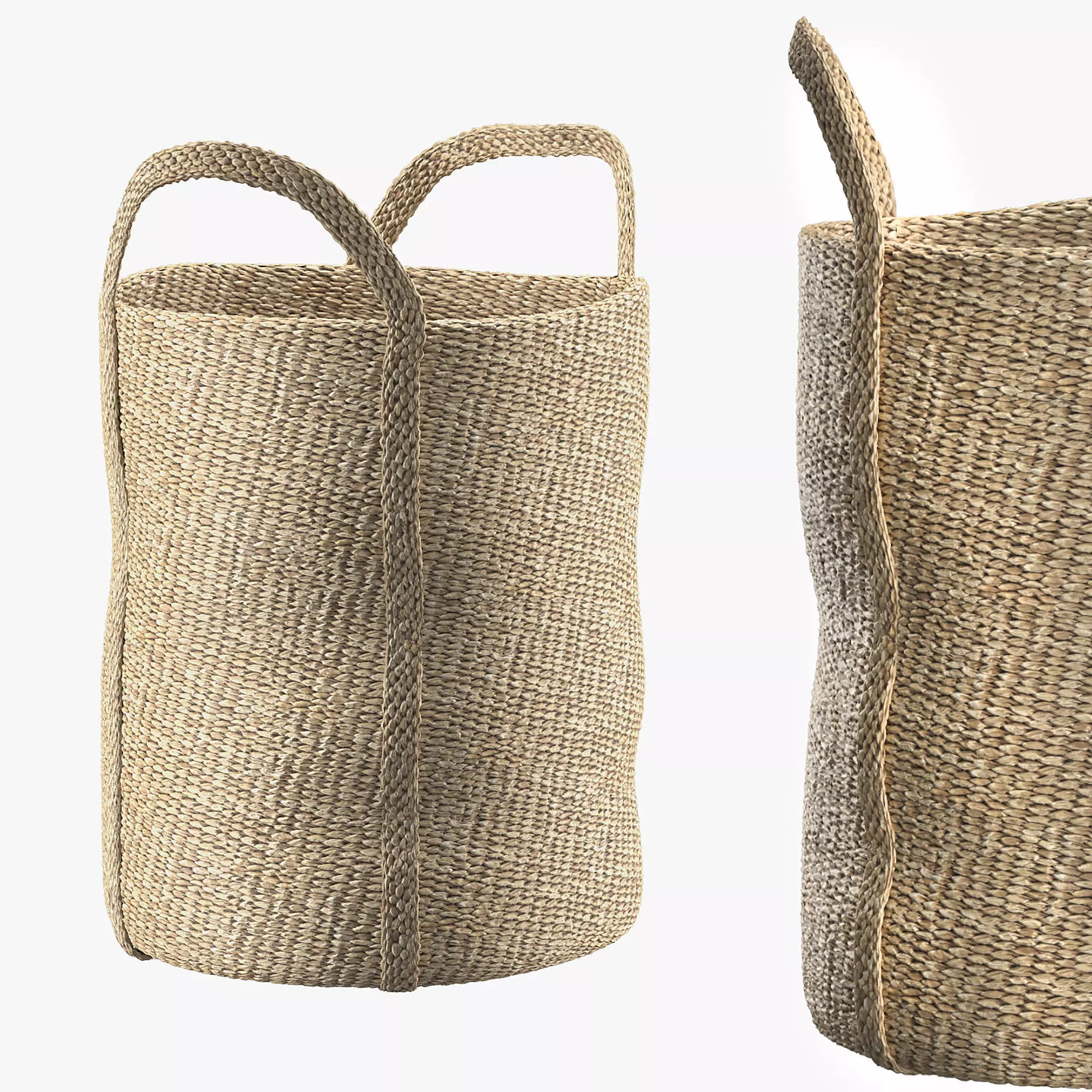 laundry jute basket natural 3D model_0