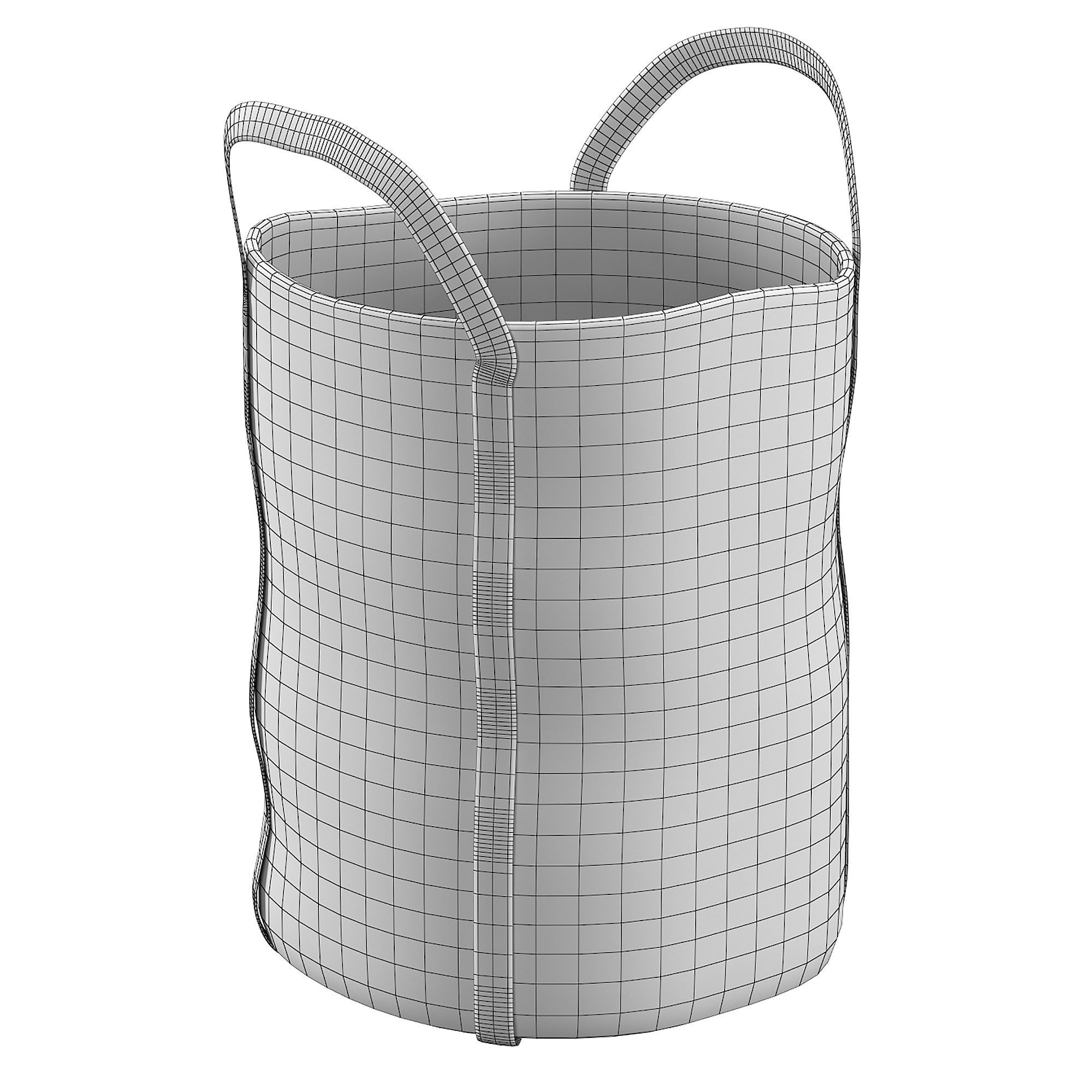 laundry jute basket natural 3D model_5