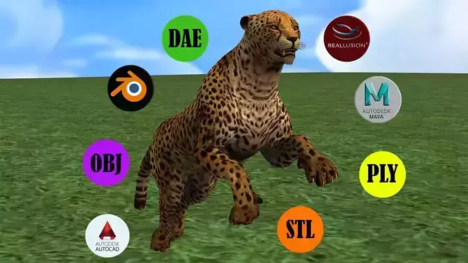 Cheetah Rigged Animated 8 Low-poly 3D model
