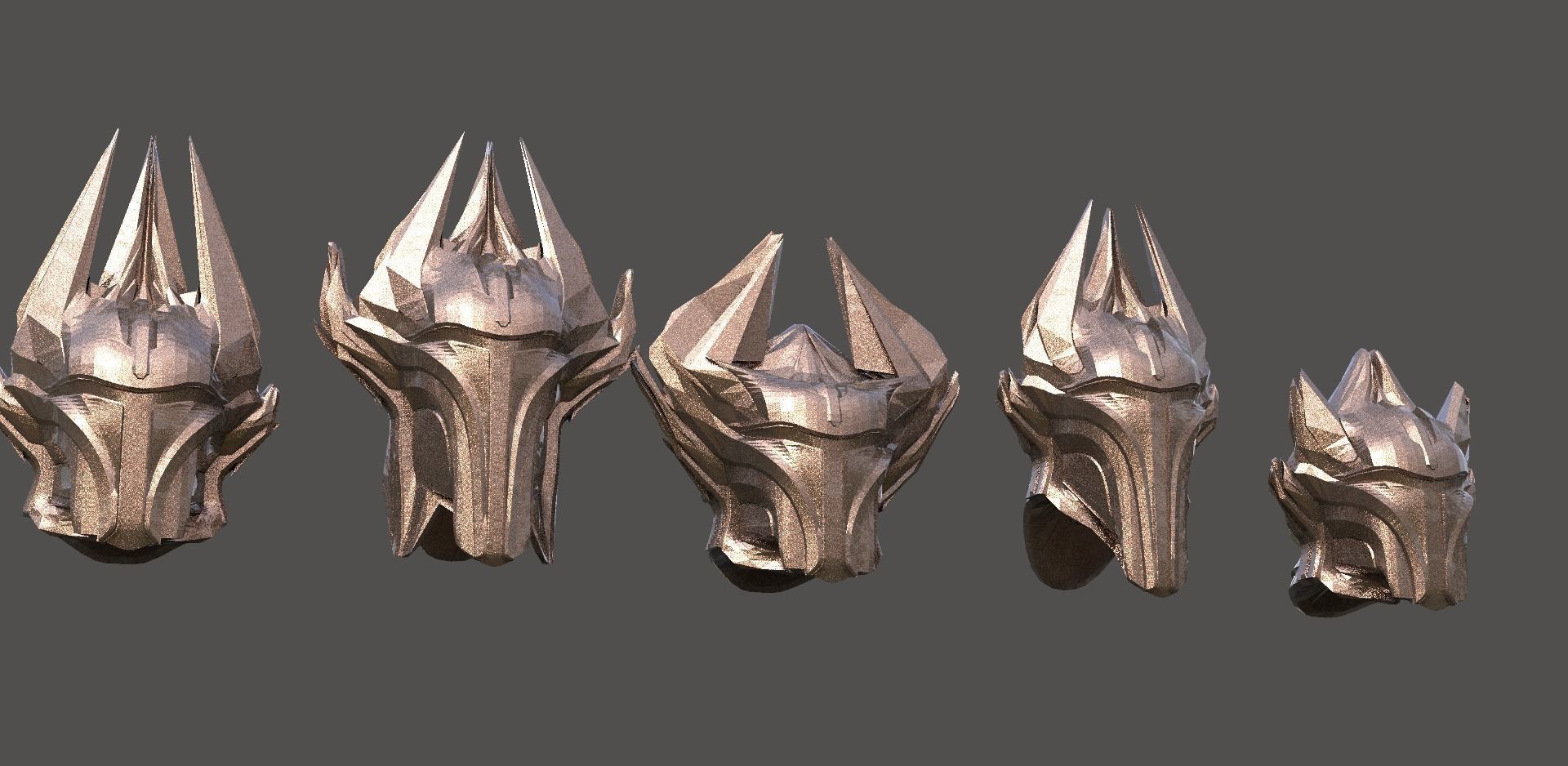 Sci Fi Fantasy Mandalorian style helmet 5 designs 3D model_1