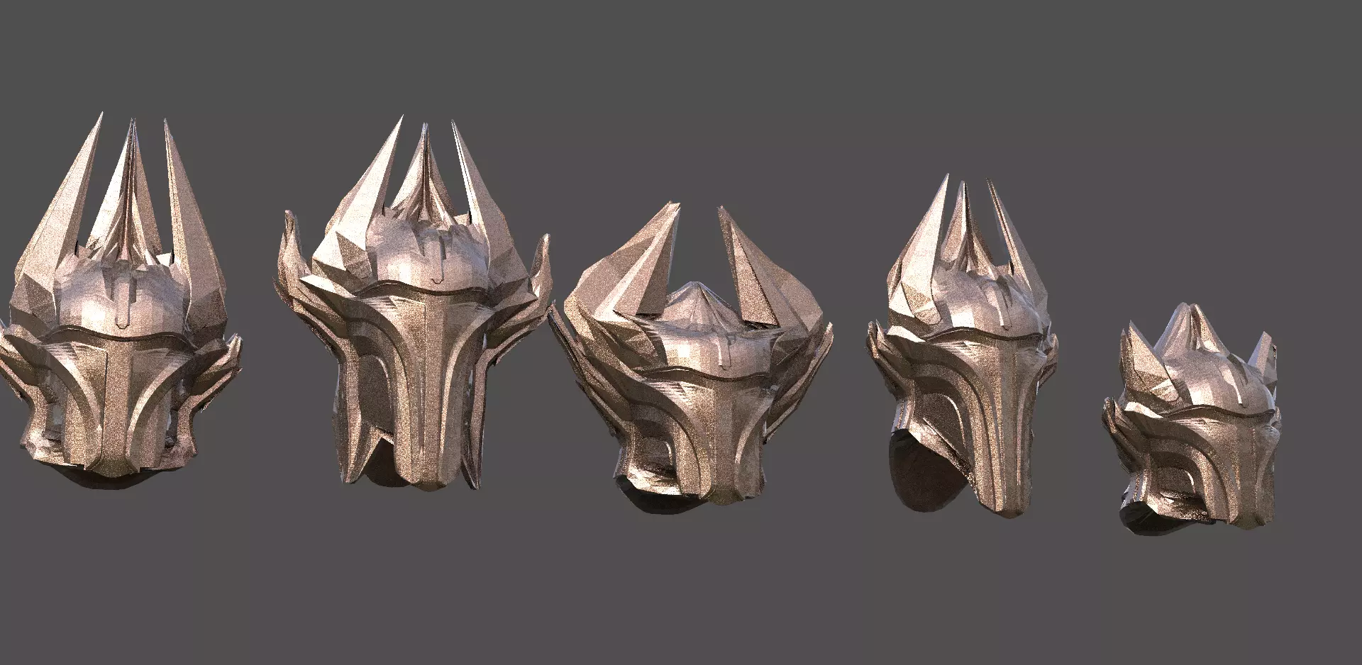 Sci Fi Fantasy Mandalorian style helmet 5 designs 3D model_0