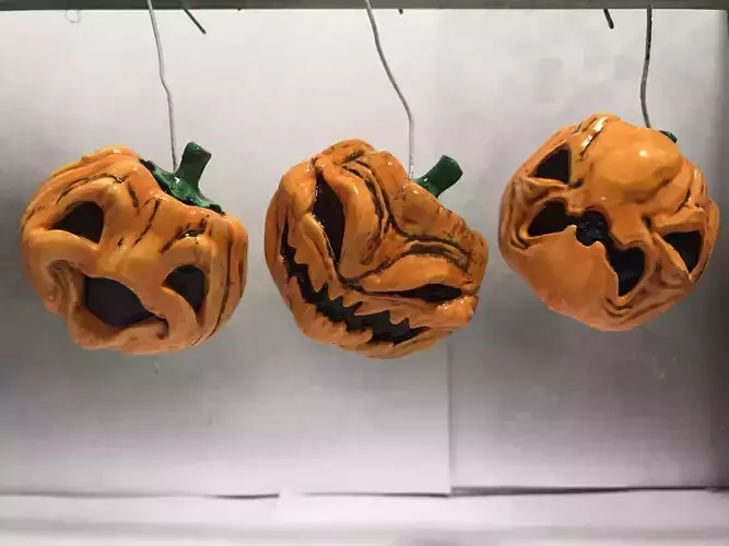 Pumpkins for Halloween Flat back Happy Mean Scared Carved Faces 3D print model