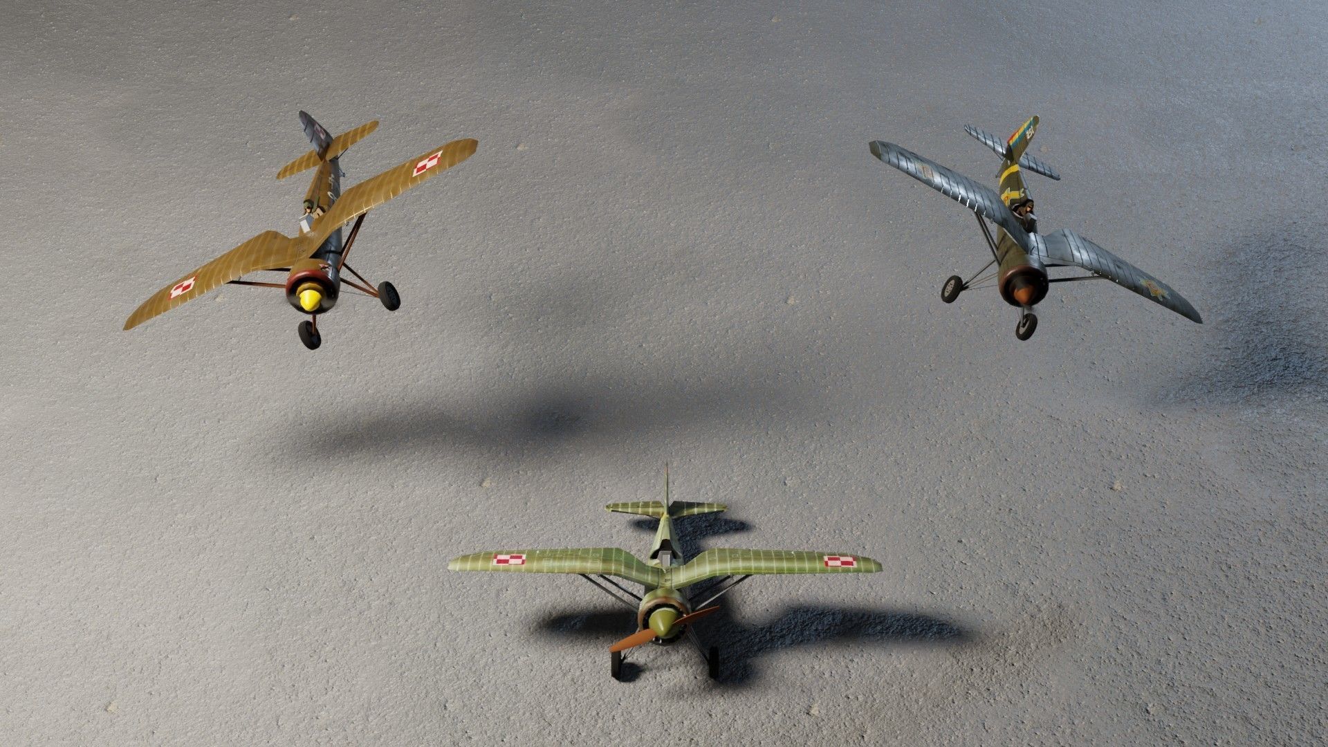 PZL P11 WW2 fighter Low-poly 3D model_1