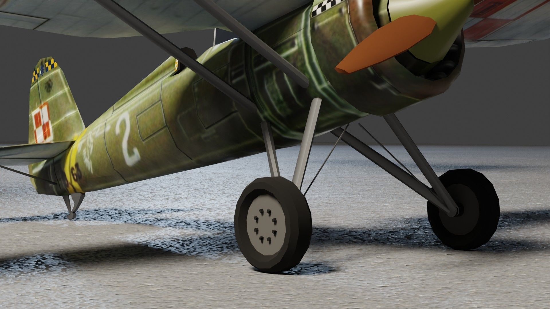 PZL P11 WW2 fighter Low-poly 3D model_14