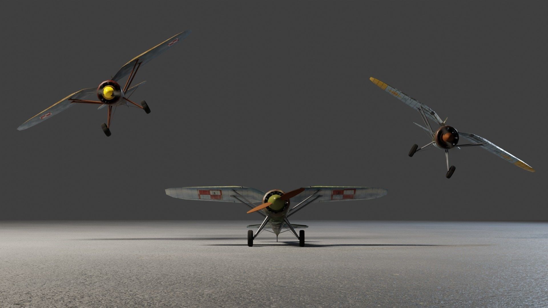 PZL P11 WW2 fighter Low-poly 3D model_5