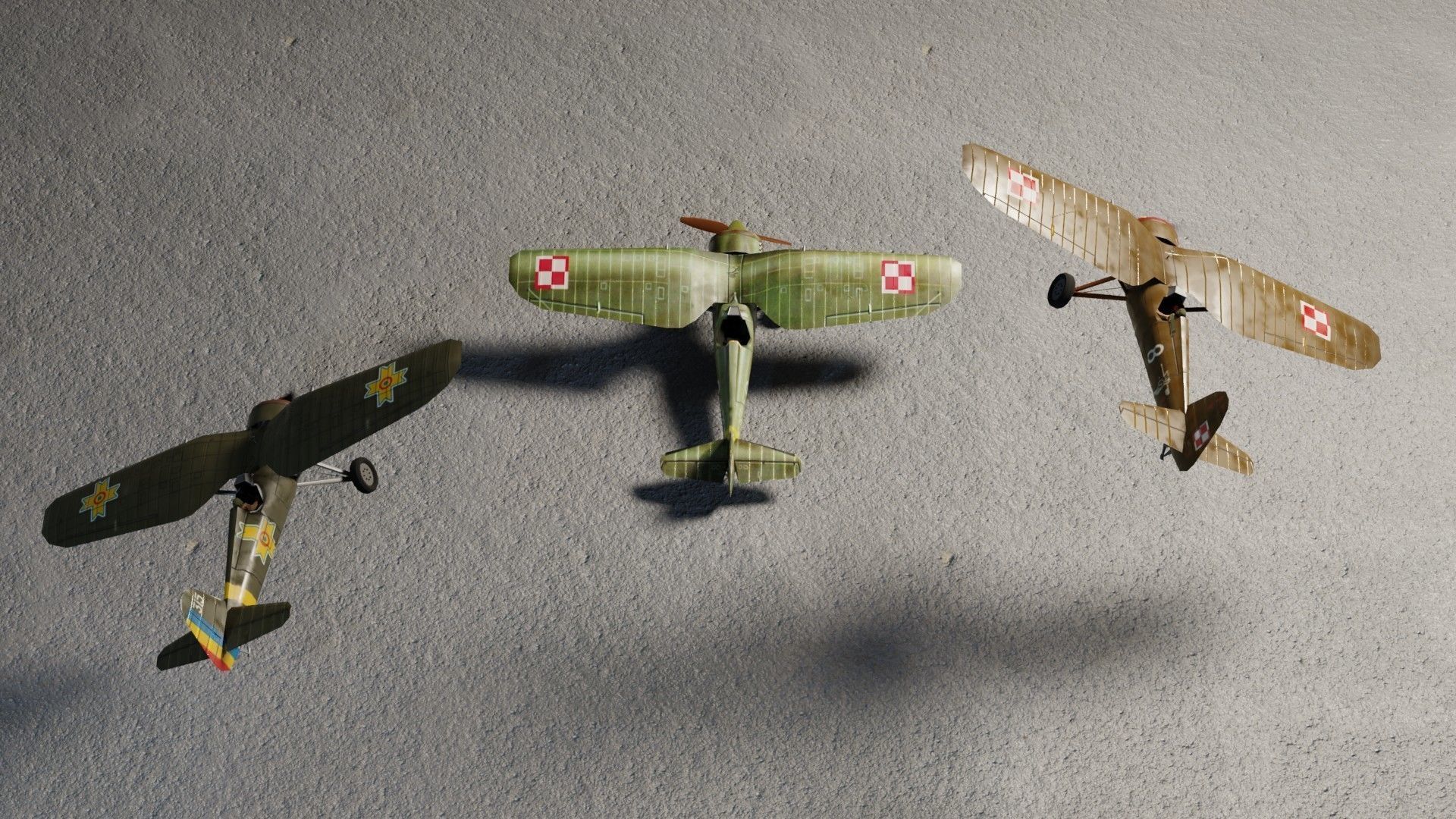 PZL P11 WW2 fighter Low-poly 3D model_2