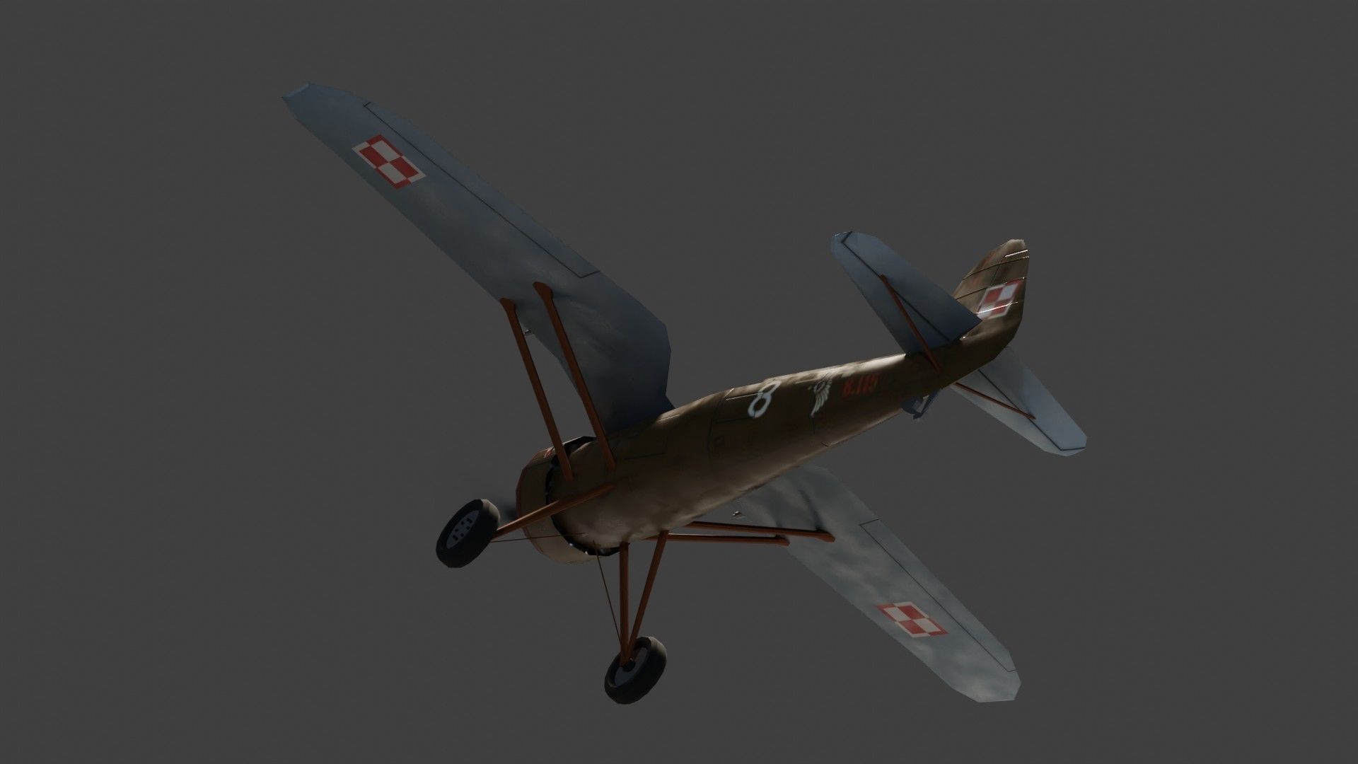 PZL P11 WW2 fighter Low-poly 3D model_12