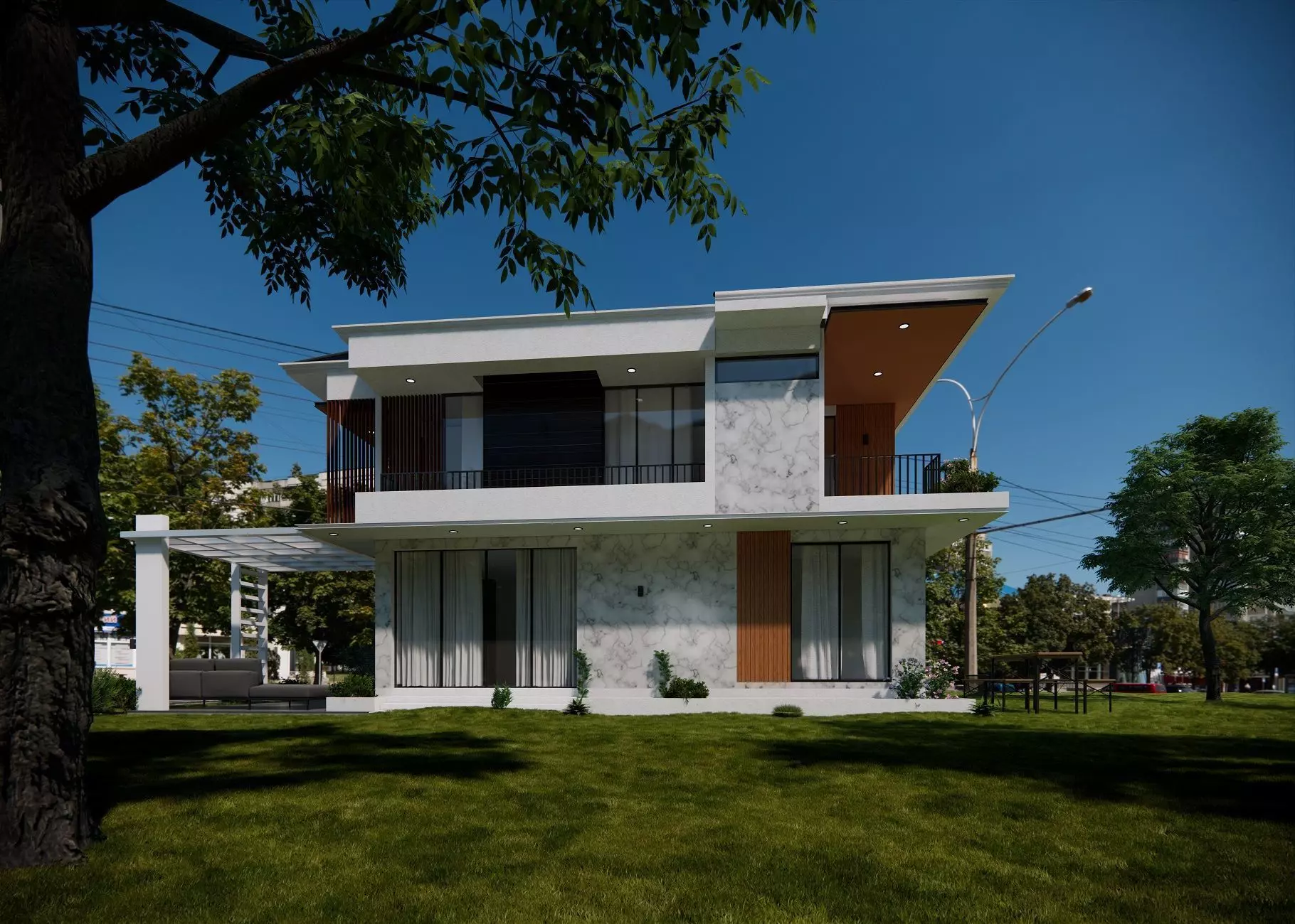 sketchup enscape render scene  Low-poly 3D model_0