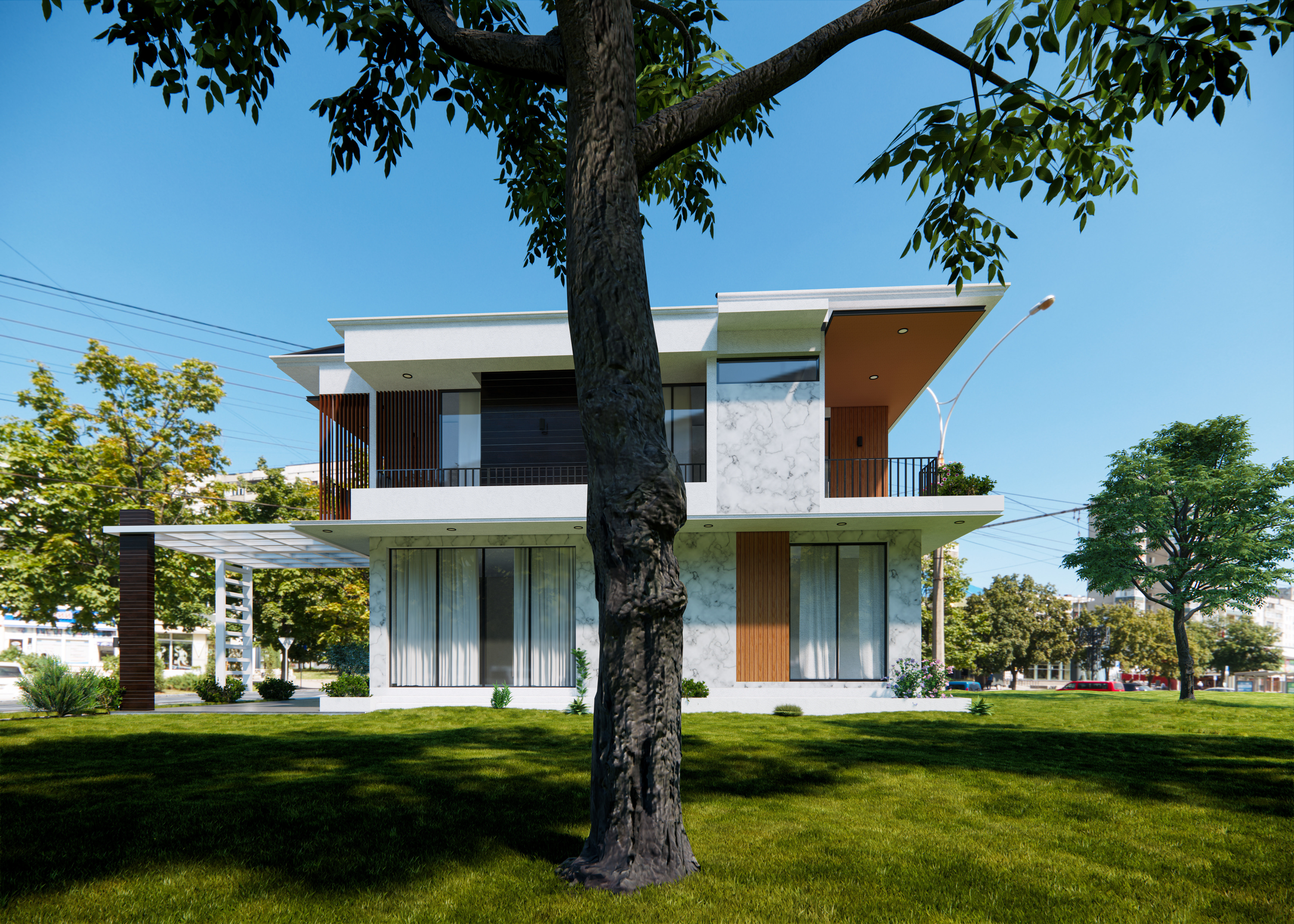 sketchup enscape render scene  Low-poly 3D model_1