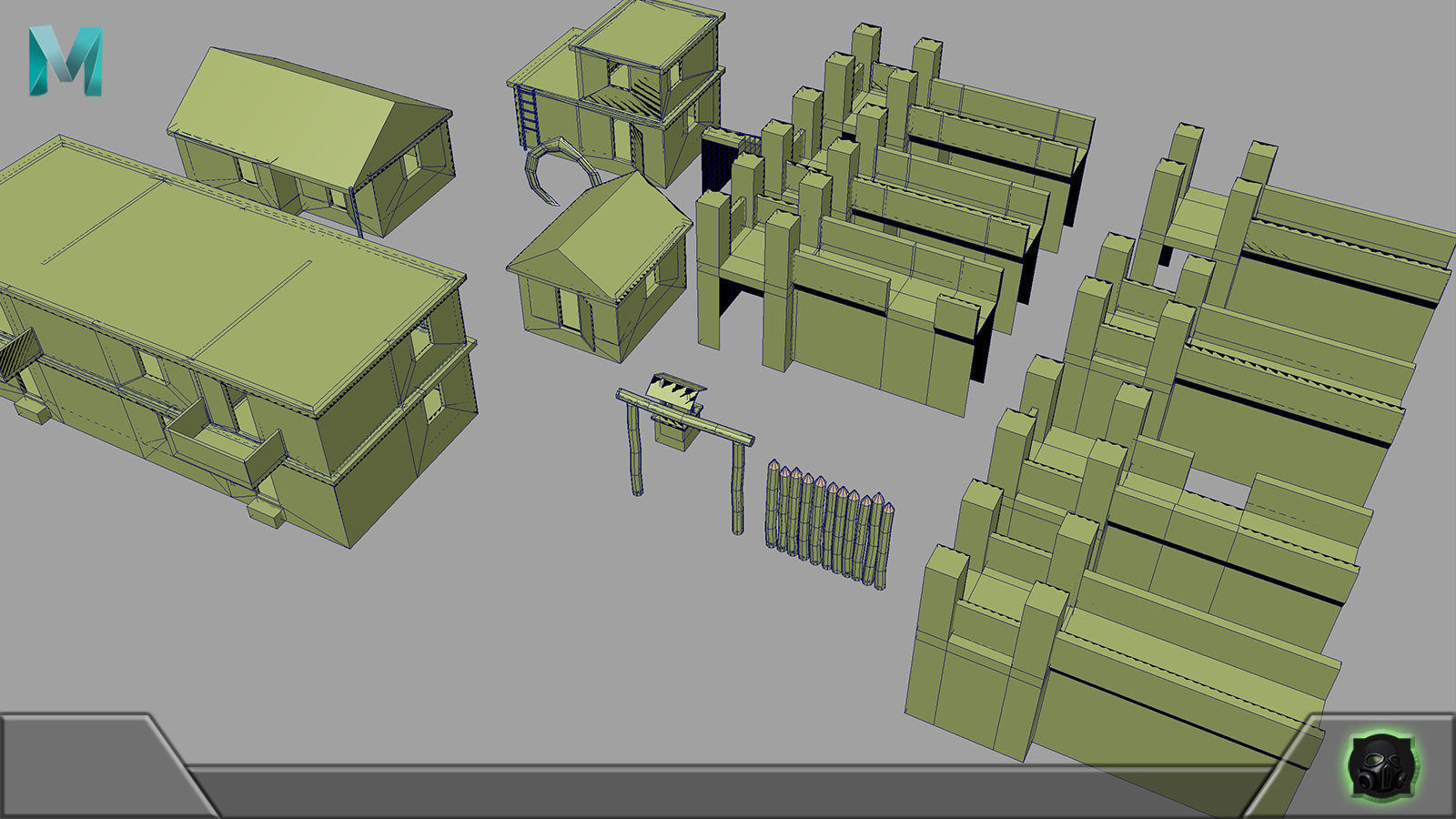 Game concept blockout Pack Free low-poly 3D model_31