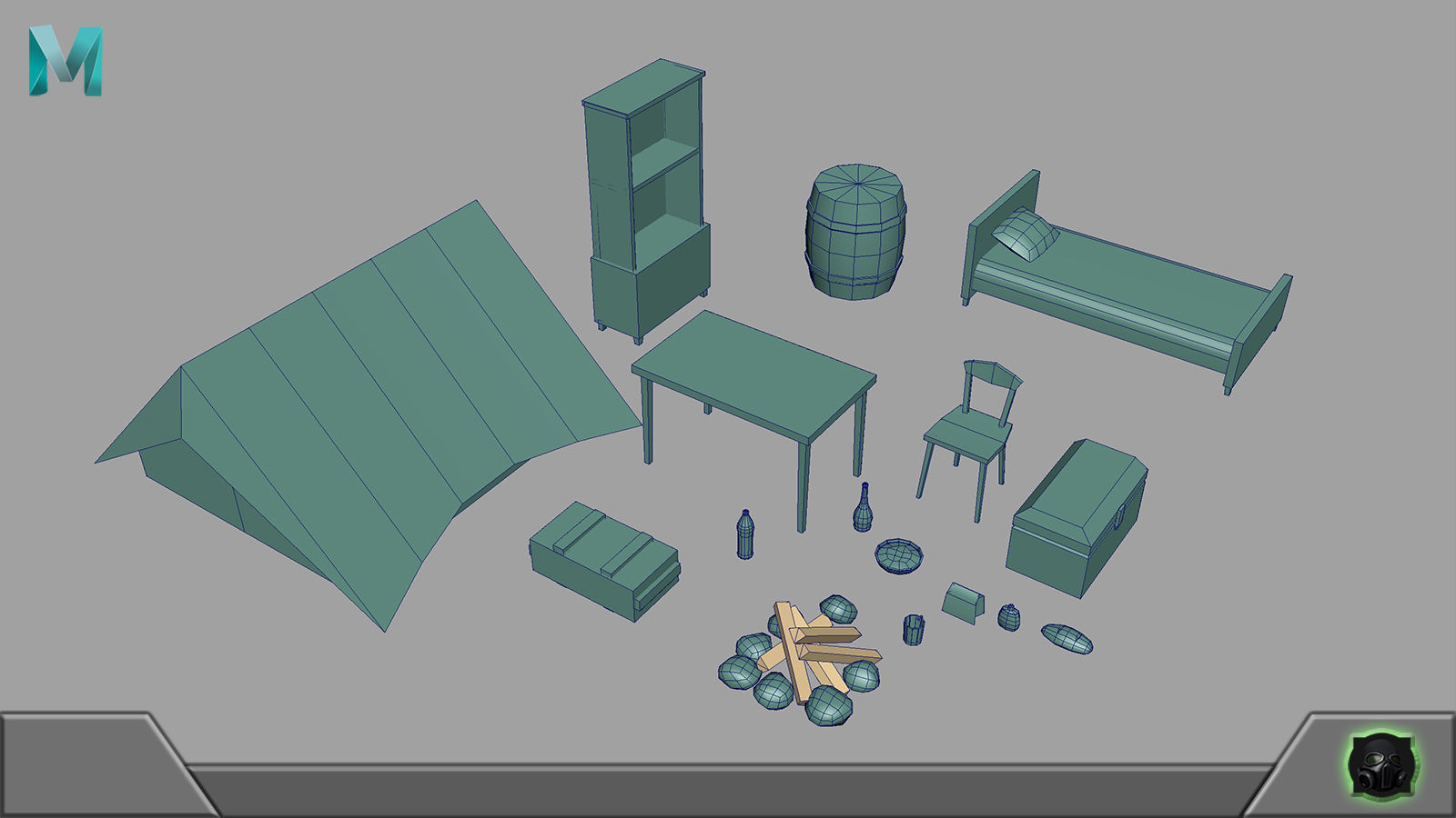 Game concept blockout Pack Free low-poly 3D model_29