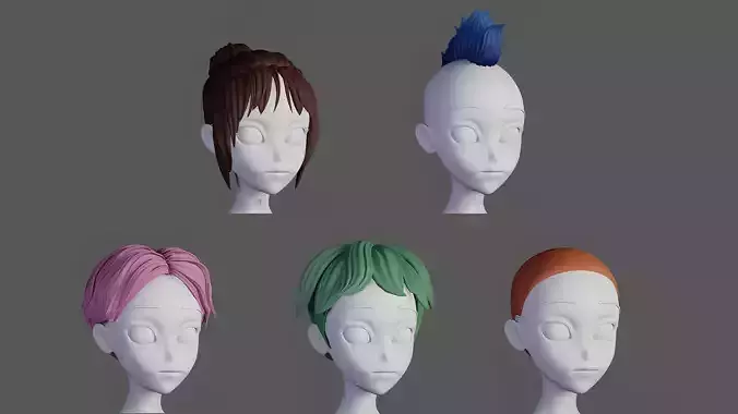 Hair Five easy low poly hair