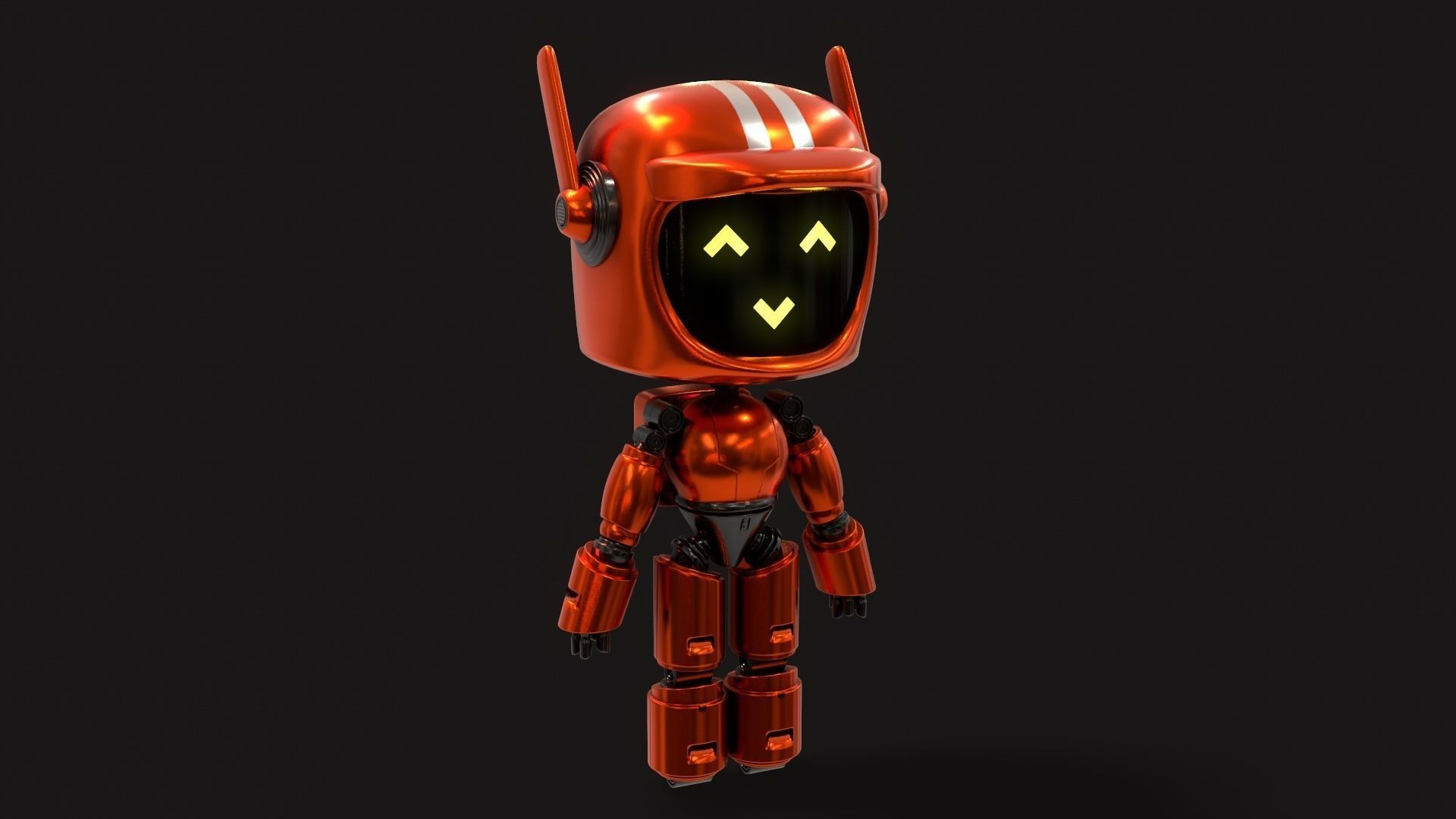 Sci-Fi Orange Robot 3D model_3