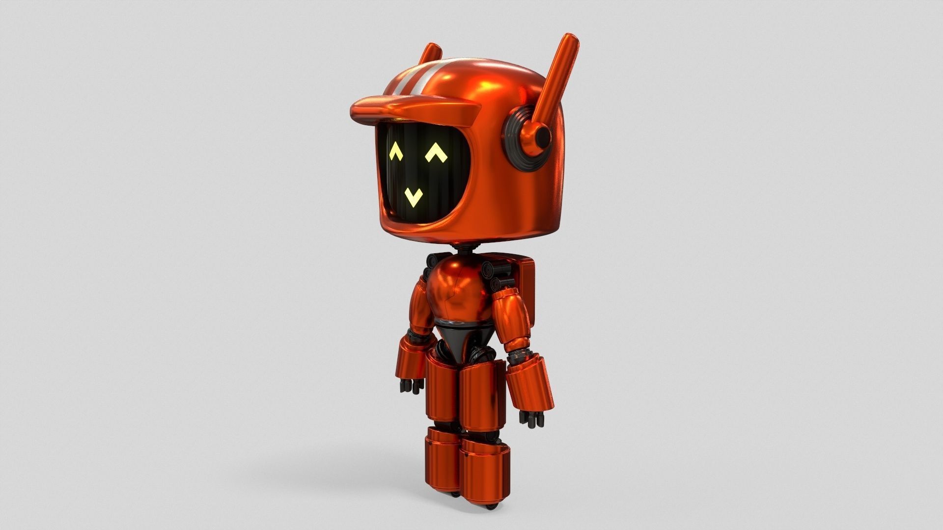 Sci-Fi Orange Robot 3D model_16