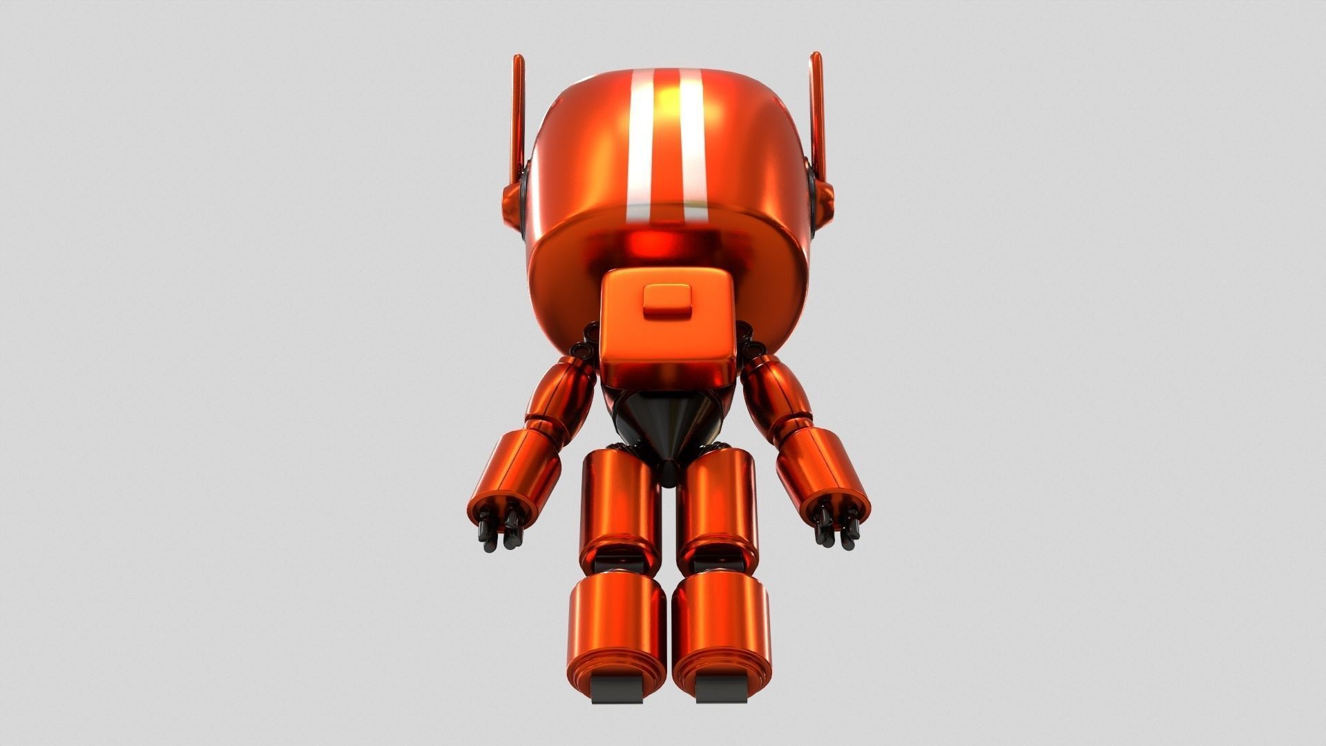 Sci-Fi Orange Robot 3D model_25