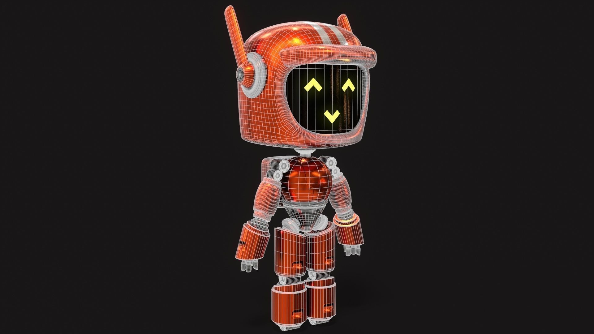 Sci-Fi Orange Robot 3D model_41