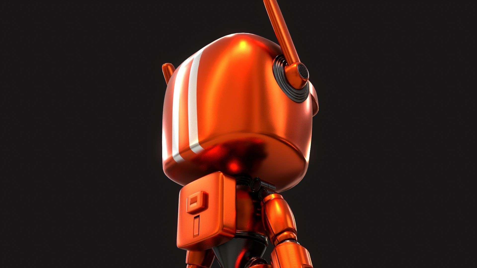 Sci-Fi Orange Robot 3D model_11