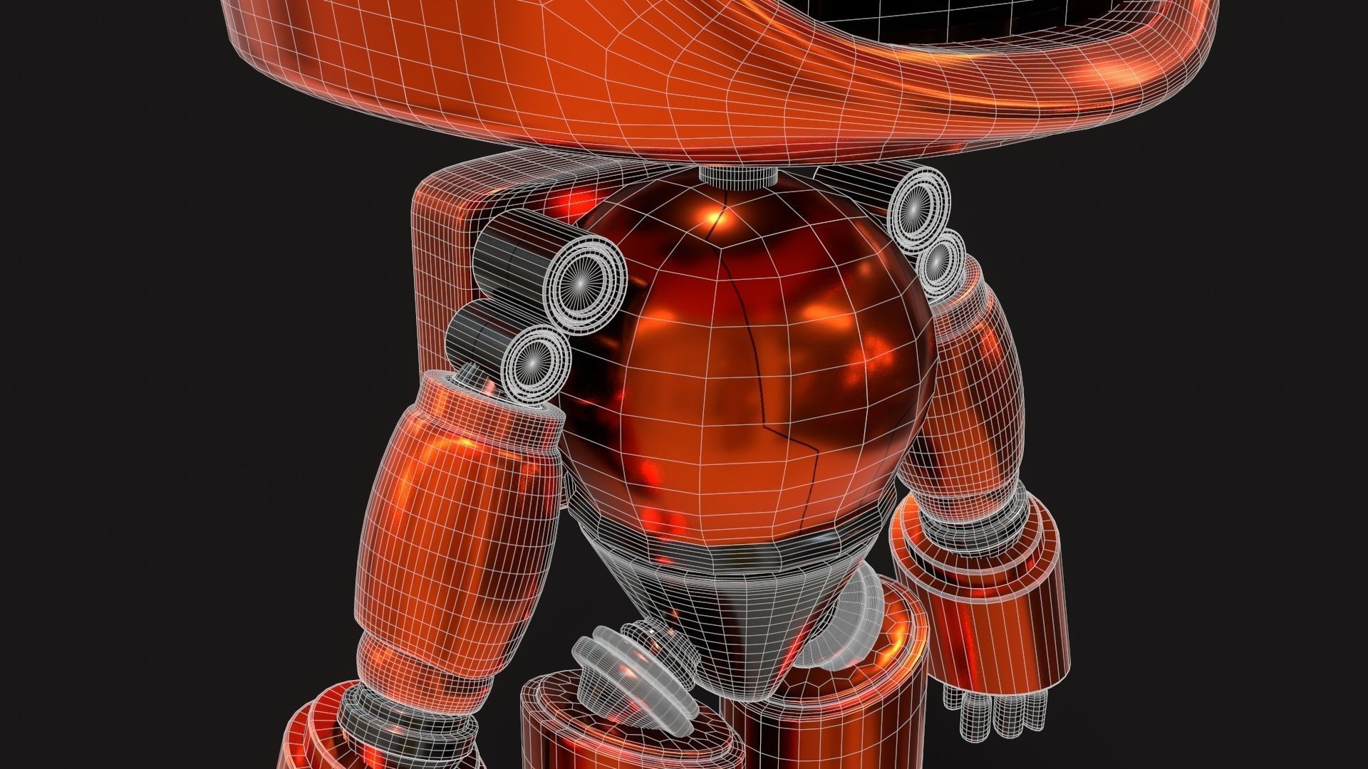 Sci-Fi Orange Robot 3D model_36