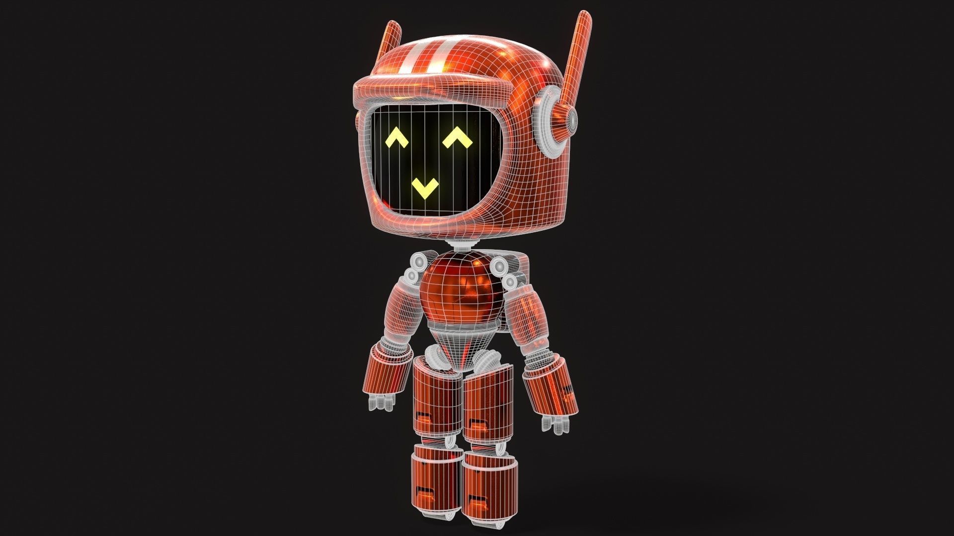 Sci-Fi Orange Robot 3D model_40