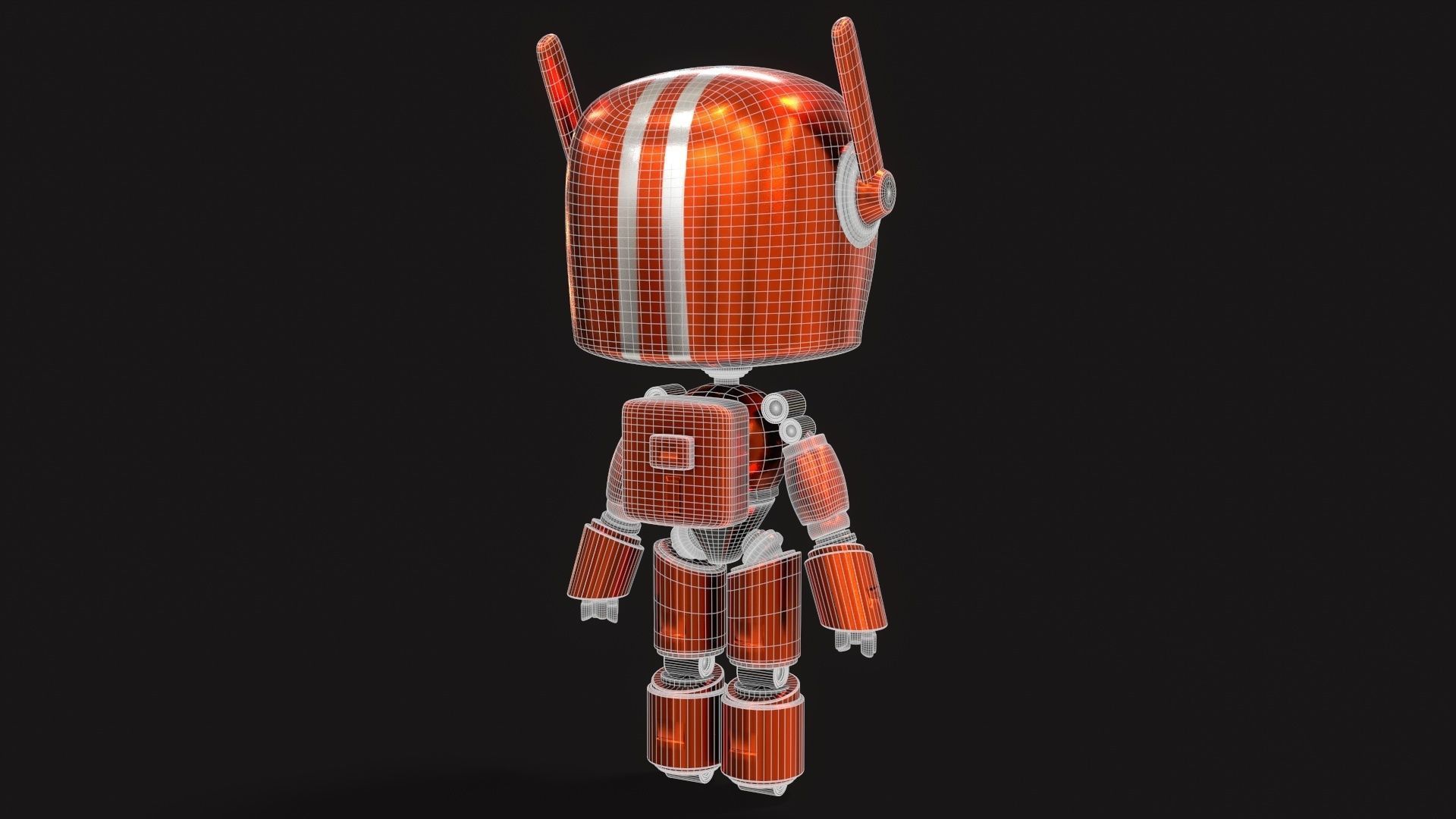 Sci-Fi Orange Robot 3D model_42