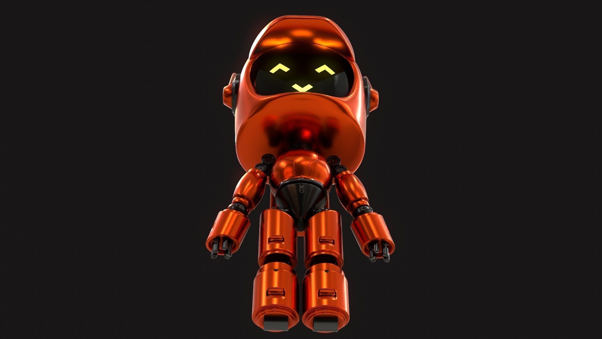 Sci-Fi Orange Robot 3D model_9