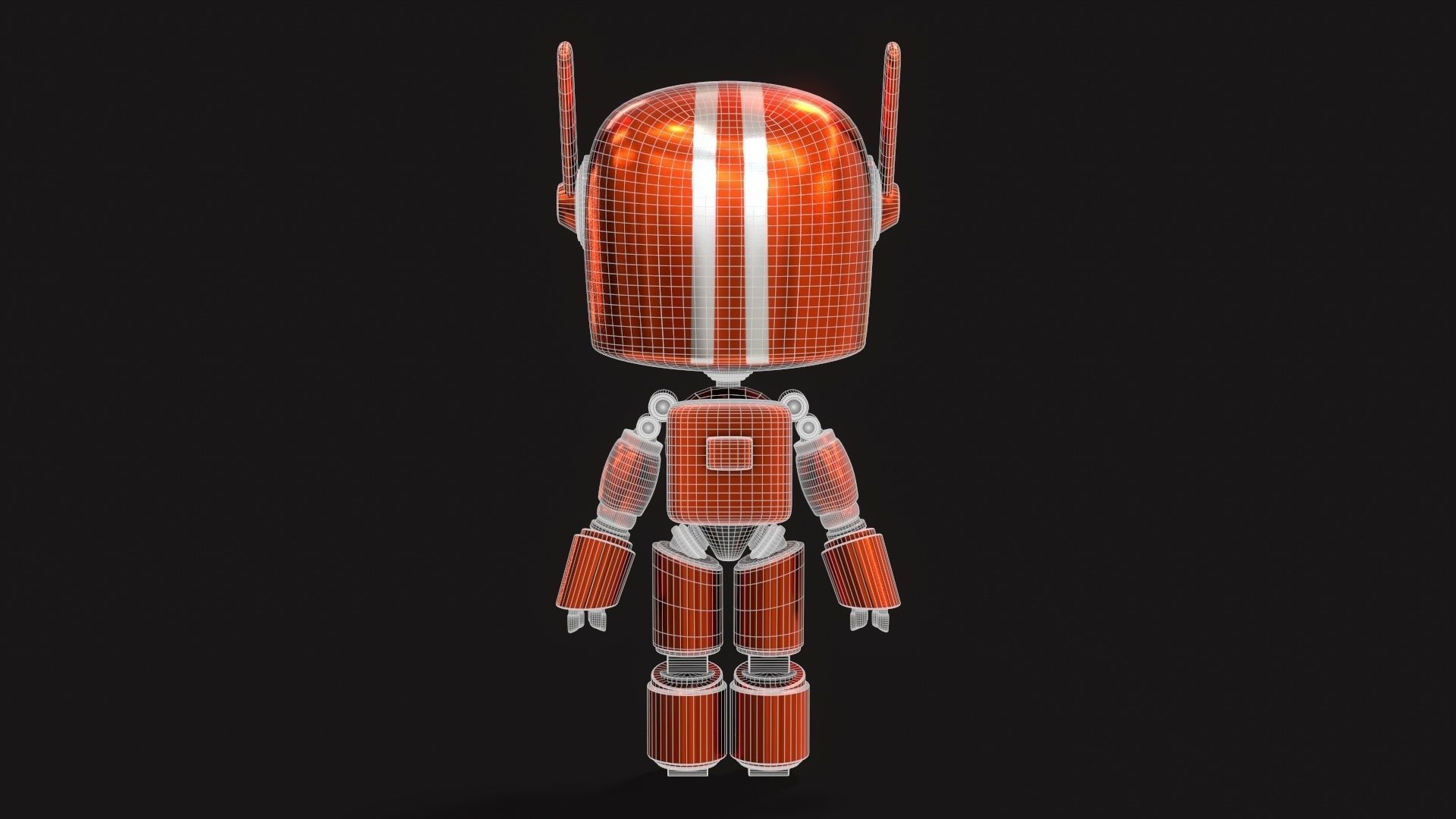 Sci-Fi Orange Robot 3D model_38