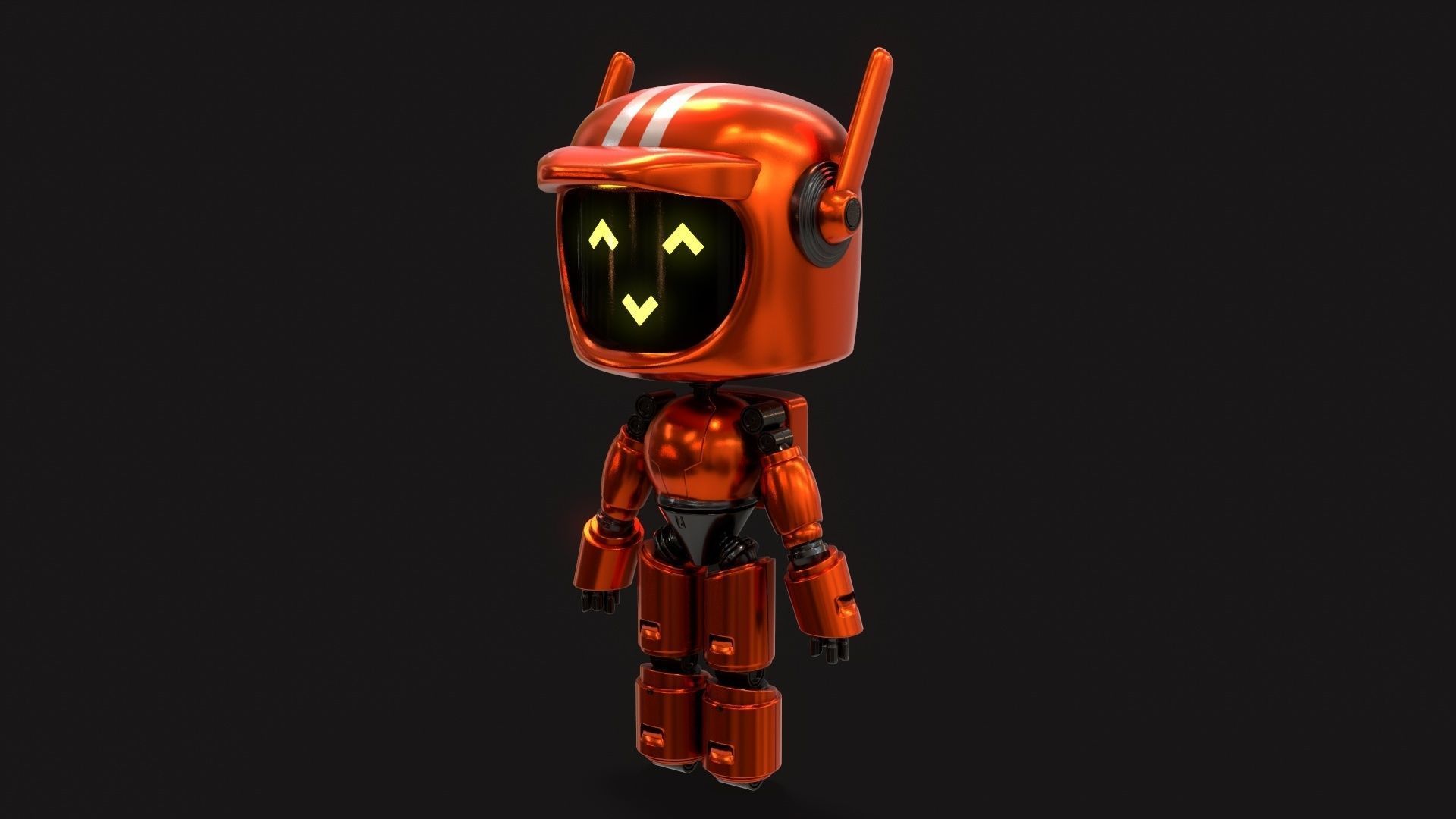 Sci-Fi Orange Robot 3D model_4