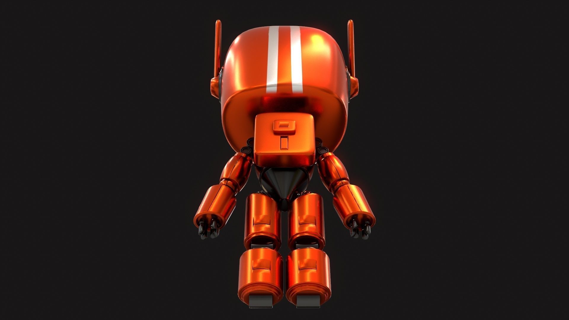 Sci-Fi Orange Robot 3D model_8