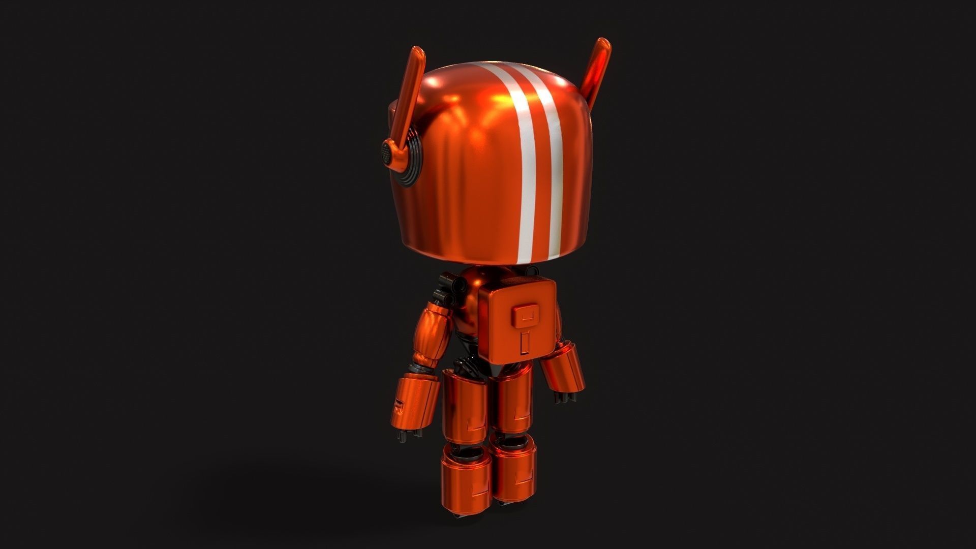 Sci-Fi Orange Robot 3D model_6