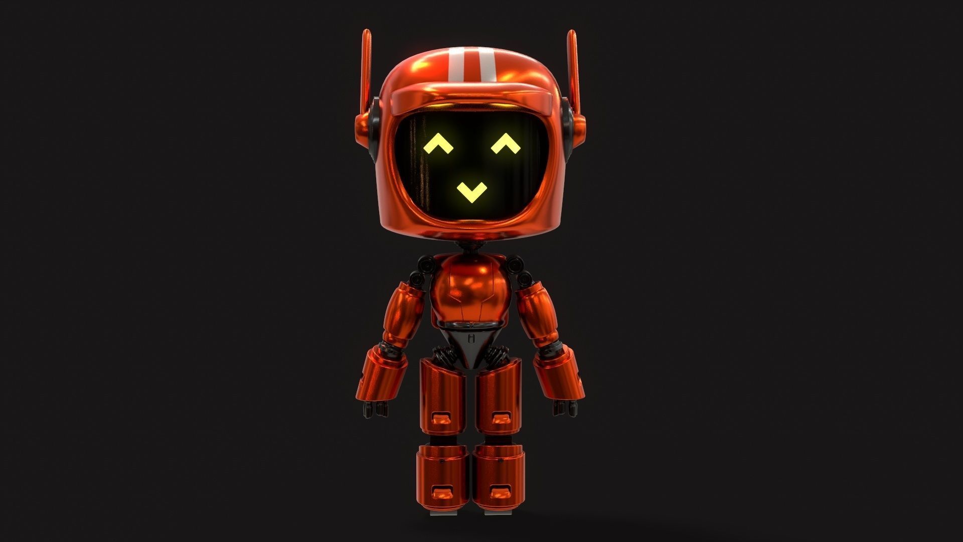 Sci-Fi Orange Robot 3D model_2
