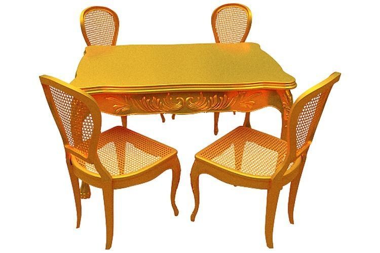 Classical Dining set Low-poly 3D model_3