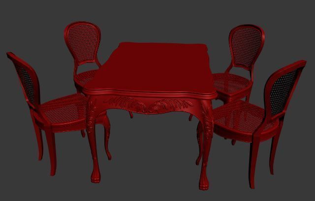 Classical Dining set Low-poly 3D model_6