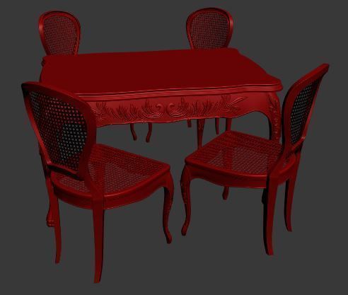 Classical Dining set Low-poly 3D model_7