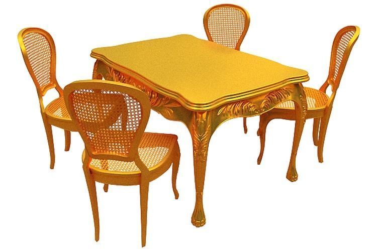 Classical Dining set Low-poly 3D model_13