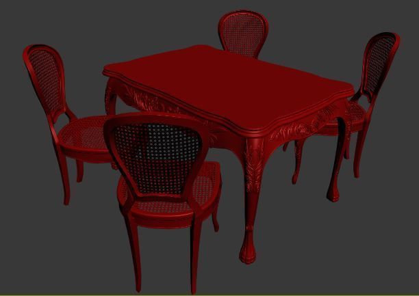 Classical Dining set Low-poly 3D model_9